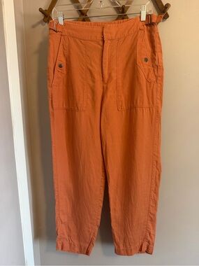 Athleta Voyager Linen Tapered Crop Pants Terracotta Size 6